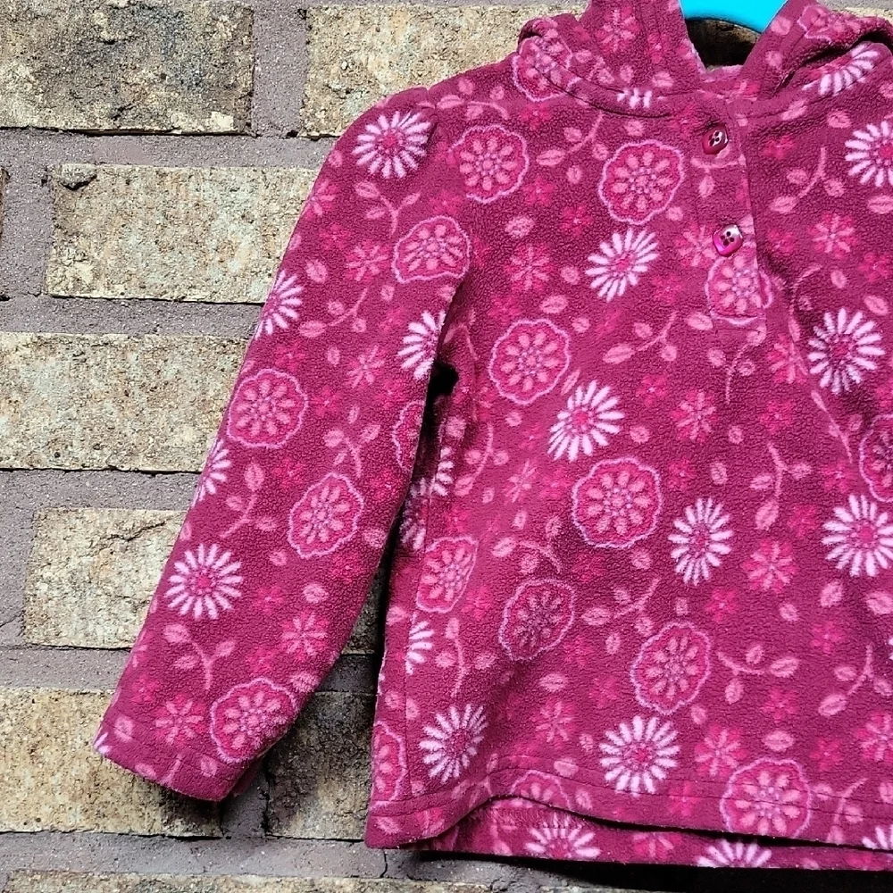 Carter's Maroon Floral Pullover Hoodie Size 24 Months